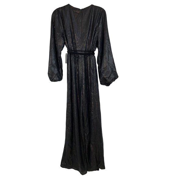 BTFL-Life Black Sequin Wide-Leg Jumpsuit M Poof Sleeves Fully Lined RV10313 NWT - Picture 8 of 15